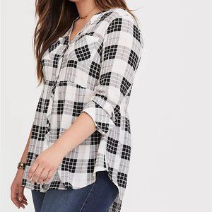 Torrid Sz 1 - EMMA PLAID CHALLIS BABYDOLL TUNIC